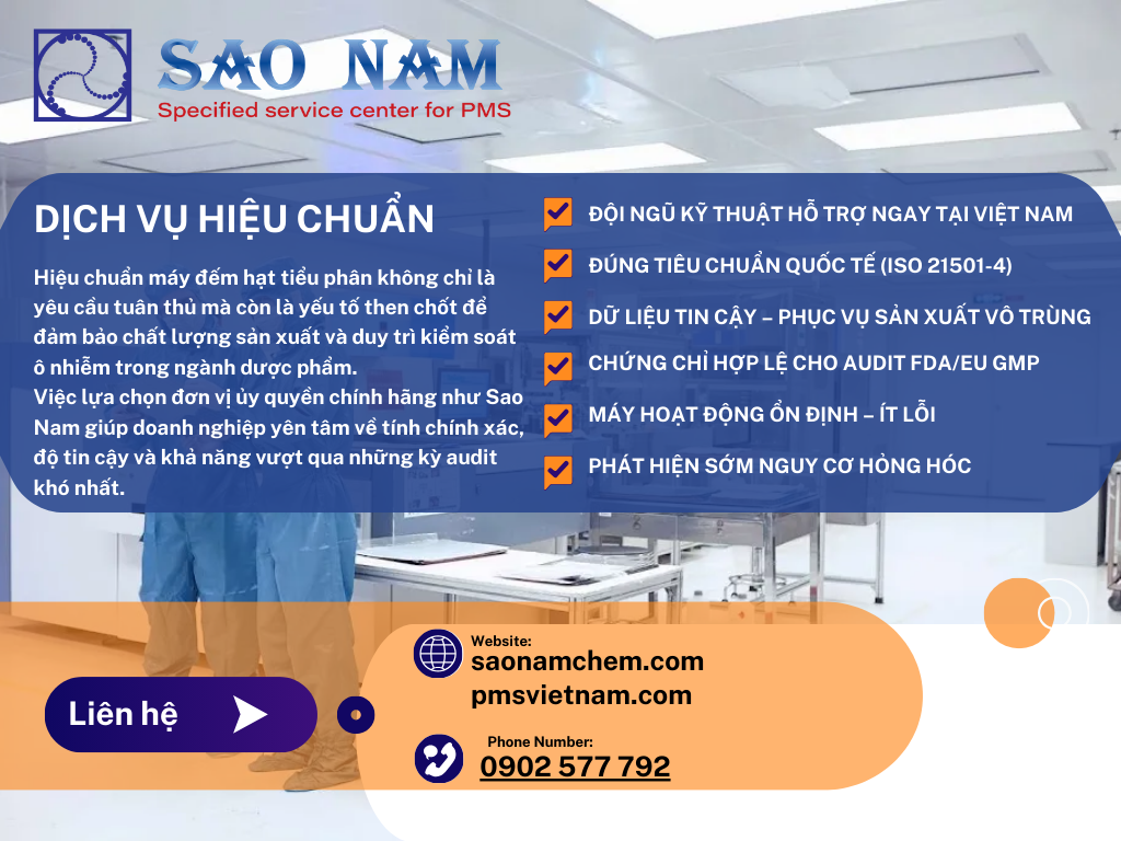 Dịch Vụ Hiệu Chuẩn Máy Đếm Hạt Tiểu Phân – Đáp Ứng Chuẩn ISO 21501-4 & Yêu Cầu EU GMP